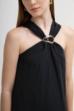 KATALINA LINEN MIDI DRESS W DETACHABLE BROOCH