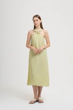 KATALINA LINEN MIDI DRESS W DETACHABLE BROOCH