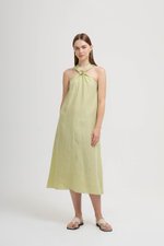 KATALINA LINEN MIDI DRESS W DETACHABLE BROOCH