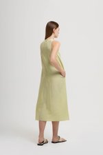 KATALINA LINEN MIDI DRESS W DETACHABLE BROOCH