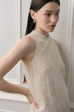 DANIELLA CHEONGSAM LINEN JACQUARD DRESS W DETACHABLE COLLAR
