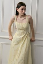 JADEY EYELET BUTTONDOWN MIDI DRESS