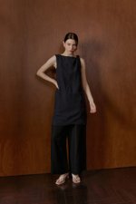 MISCHA TWIST SHOULDER LINEN DRESS