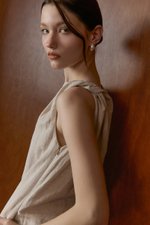 MISCHA TWIST SHOULDER LINEN DRESS