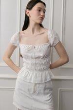 NADYA EYELET PUFF SLEEVES ELASTICATED TOP