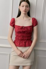 NADYA EYELET PUFF SLEEVES ELASTICATED TOP