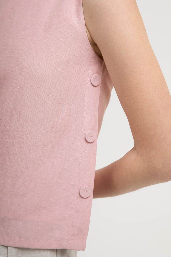 ERICA SIDE BUTTONS LINEN TOP