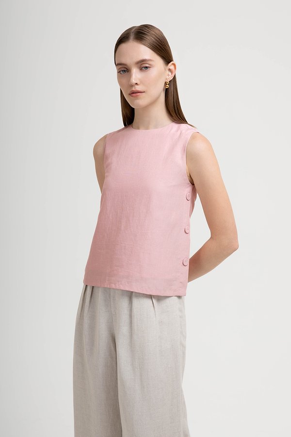 ERICA SIDE BUTTONS LINEN TOP