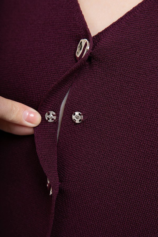 DEBRA SILVER BUTTON KNIT TOP