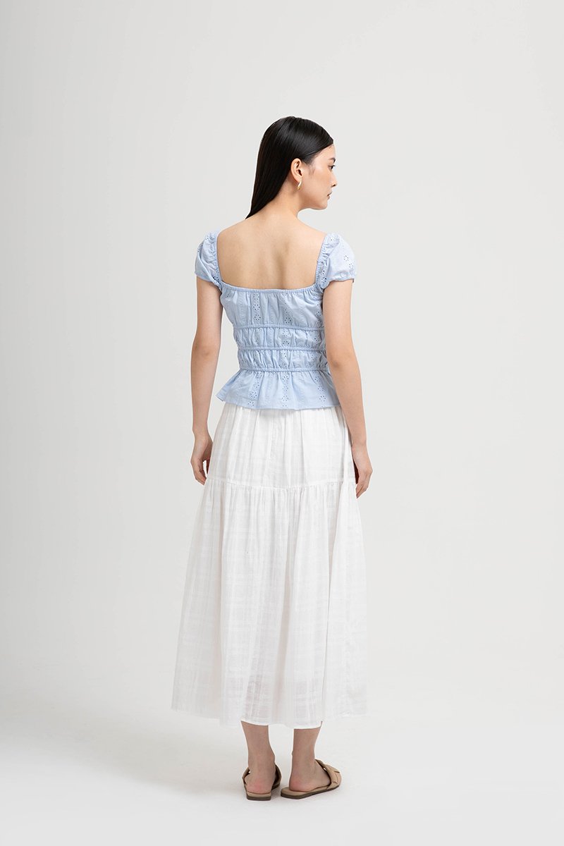 NADYA EYELET PUFF SLEEVES ELASTICATED TOP