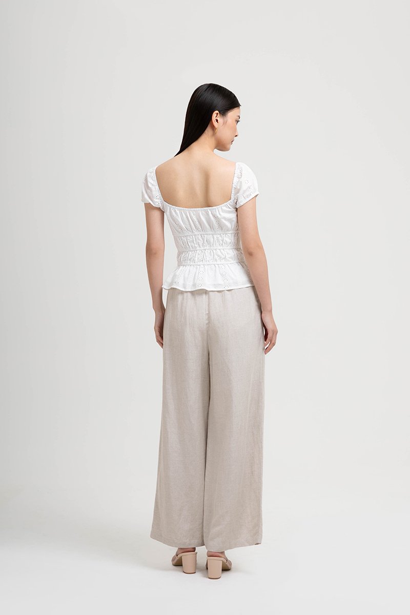 NADYA EYELET PUFF SLEEVES ELASTICATED TOP