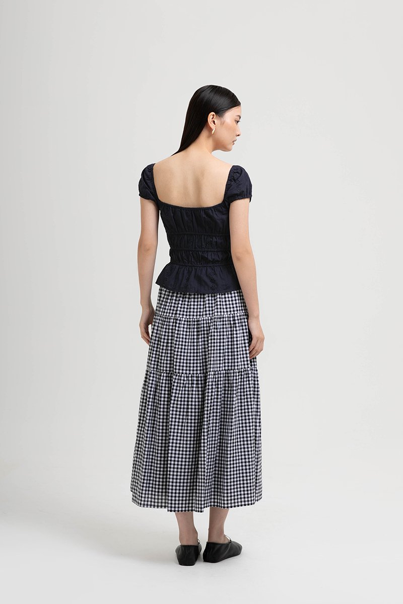 NADYA EYELET PUFF SLEEVES ELASTICATED TOP