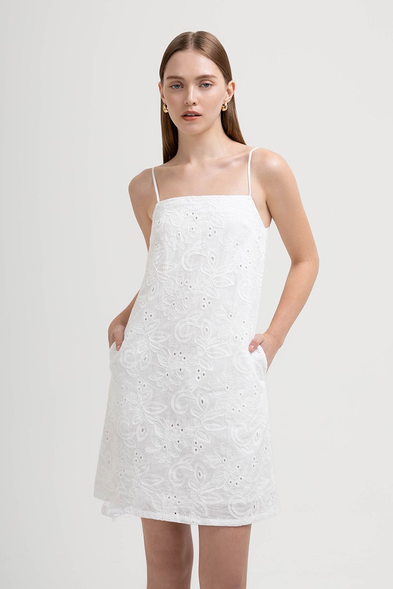 RAISSA CAMI EMBROIDERED MINI DRESS