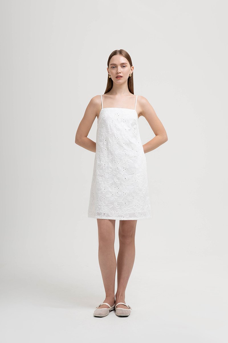 RAISSA CAMI EMBROIDERED MINI DRESS