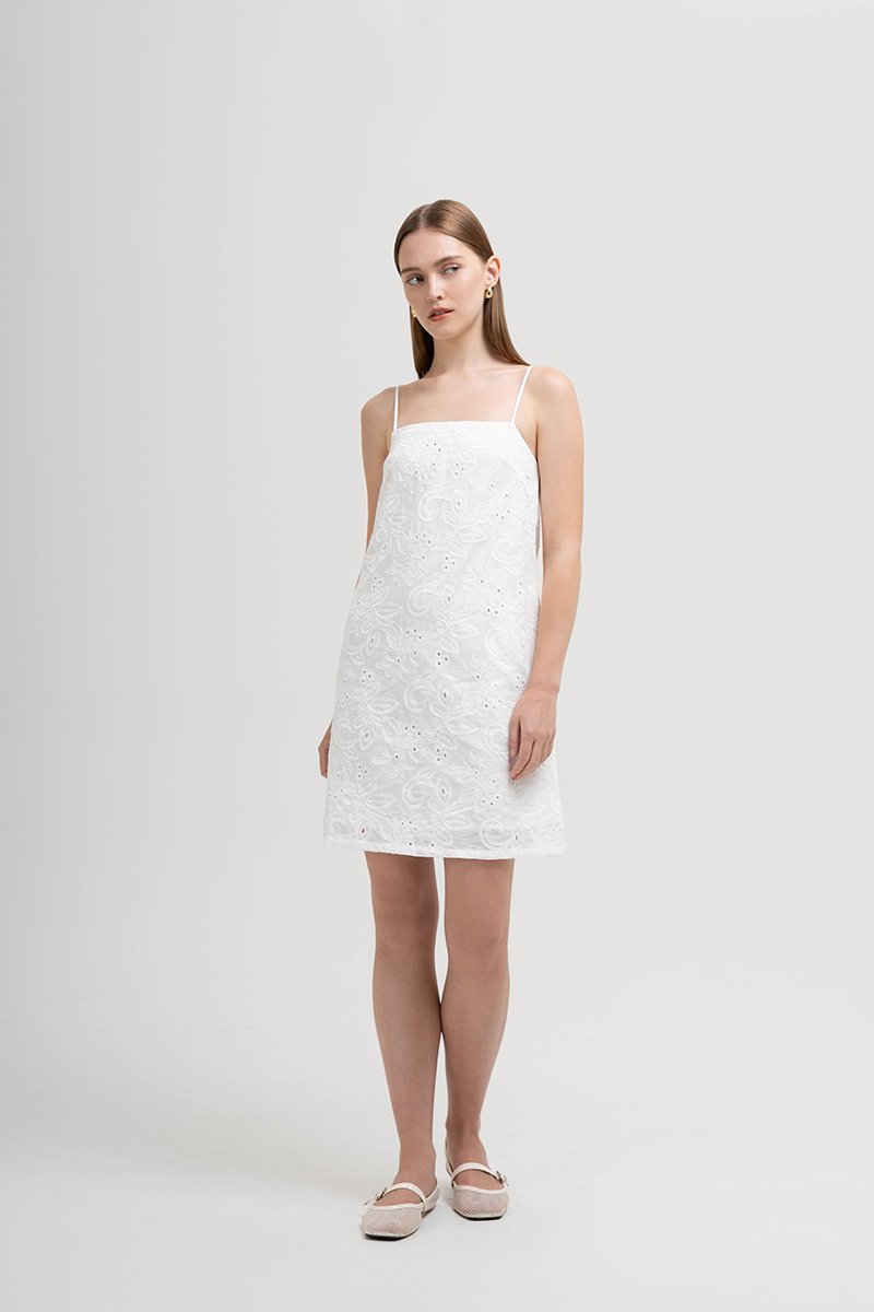 RAISSA CAMI EMBROIDERED MINI DRESS