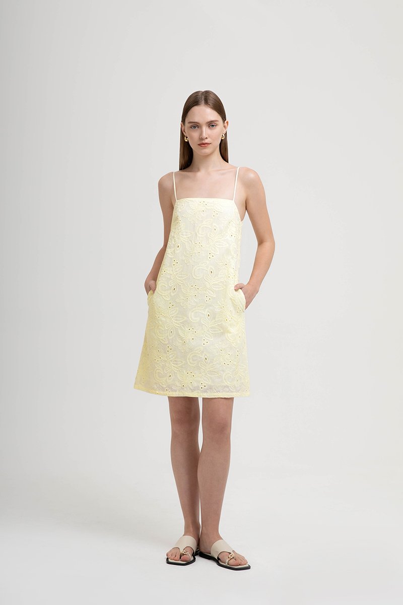 RAISSA CAMI EMBROIDERED MINI DRESS
