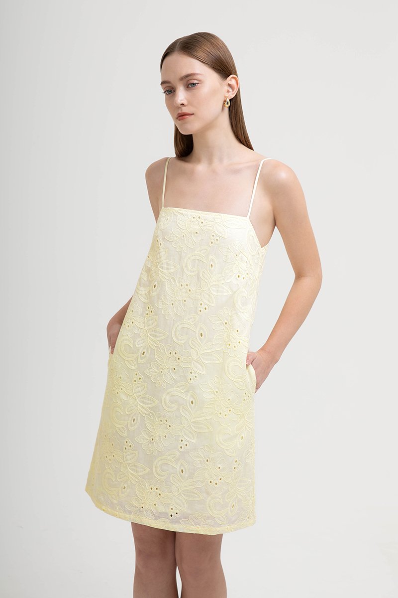 RAISSA CAMI EMBROIDERED MINI DRESS