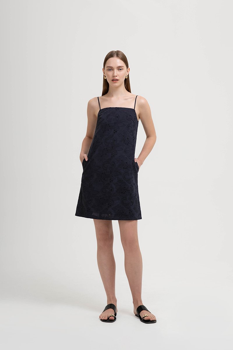RAISSA CAMI EMBROIDERED MINI DRESS