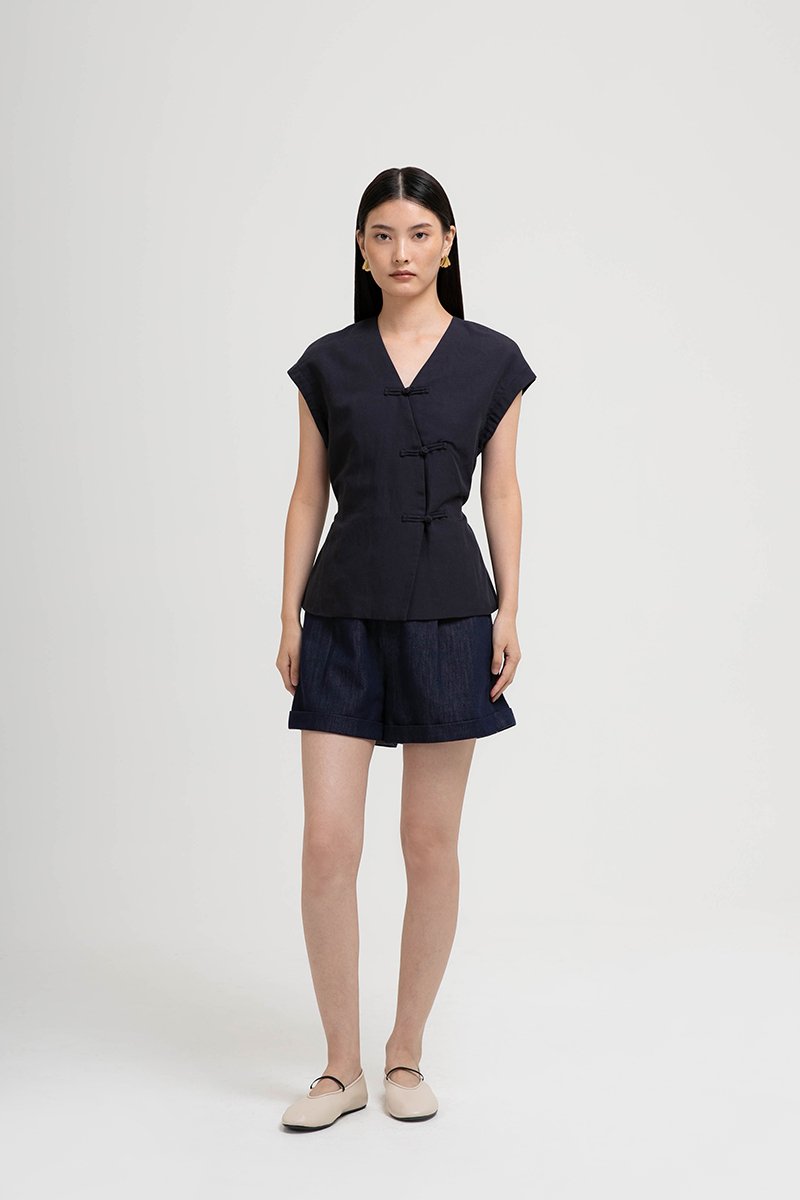 YUMIE TIE BACK WRAP CHEONGSAM TOP