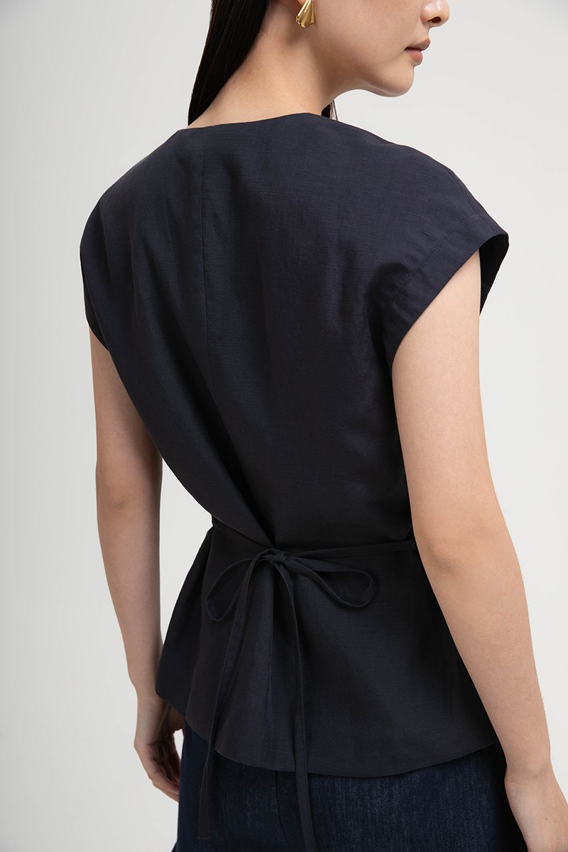 YUMIE TIE BACK WRAP CHEONGSAM TOP