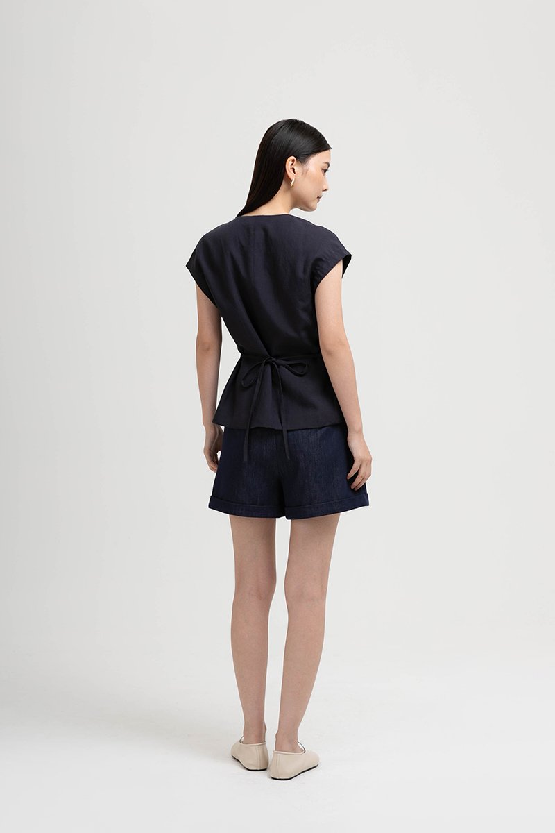 YUMIE TIE BACK WRAP CHEONGSAM TOP