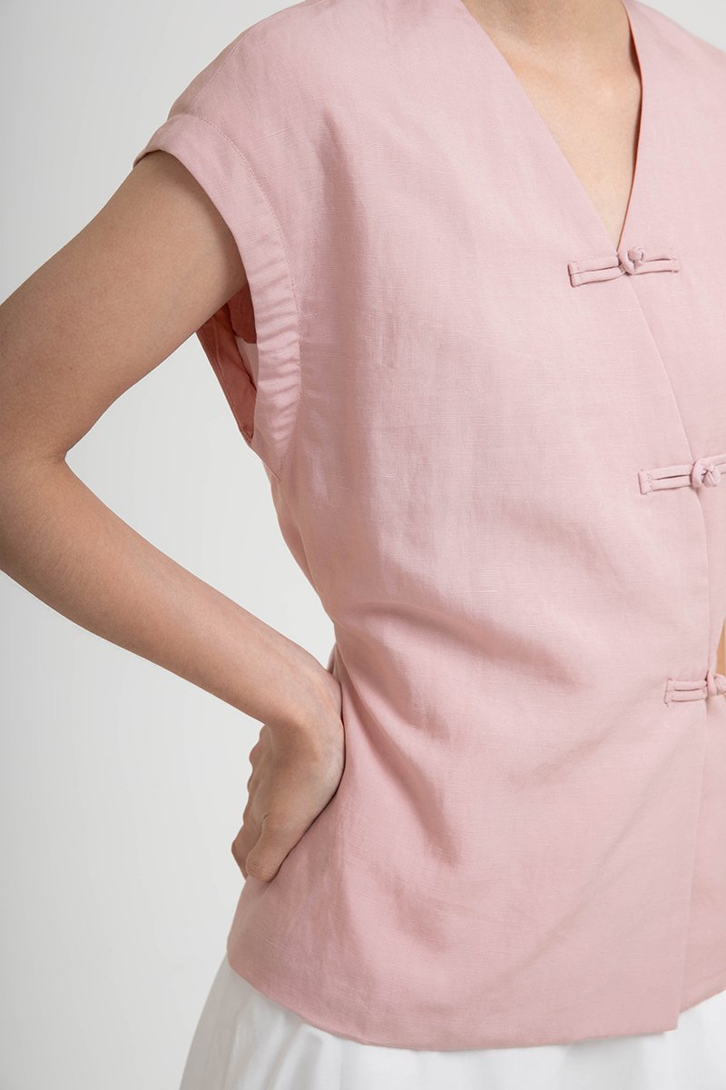 YUMIE TIE BACK WRAP CHEONGSAM TOP