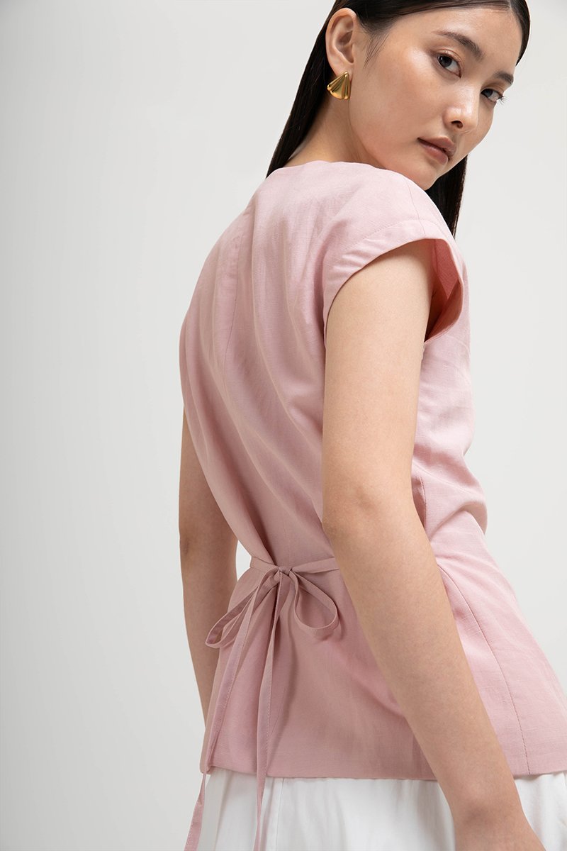 YUMIE TIE BACK WRAP CHEONGSAM TOP