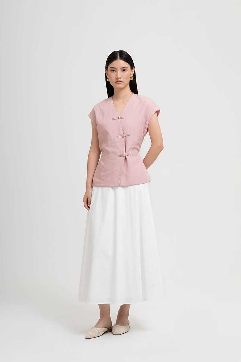 YUMIE TIE BACK WRAP CHEONGSAM TOP