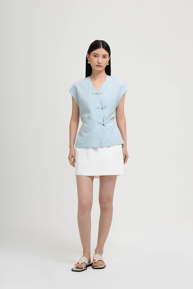 YUMIE TIE BACK WRAP CHEONGSAM TOP