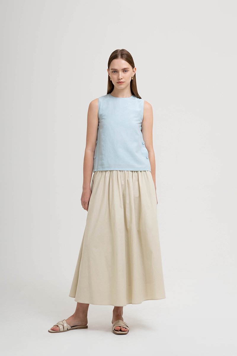 ERICA SIDE BUTTONS LINEN TOP