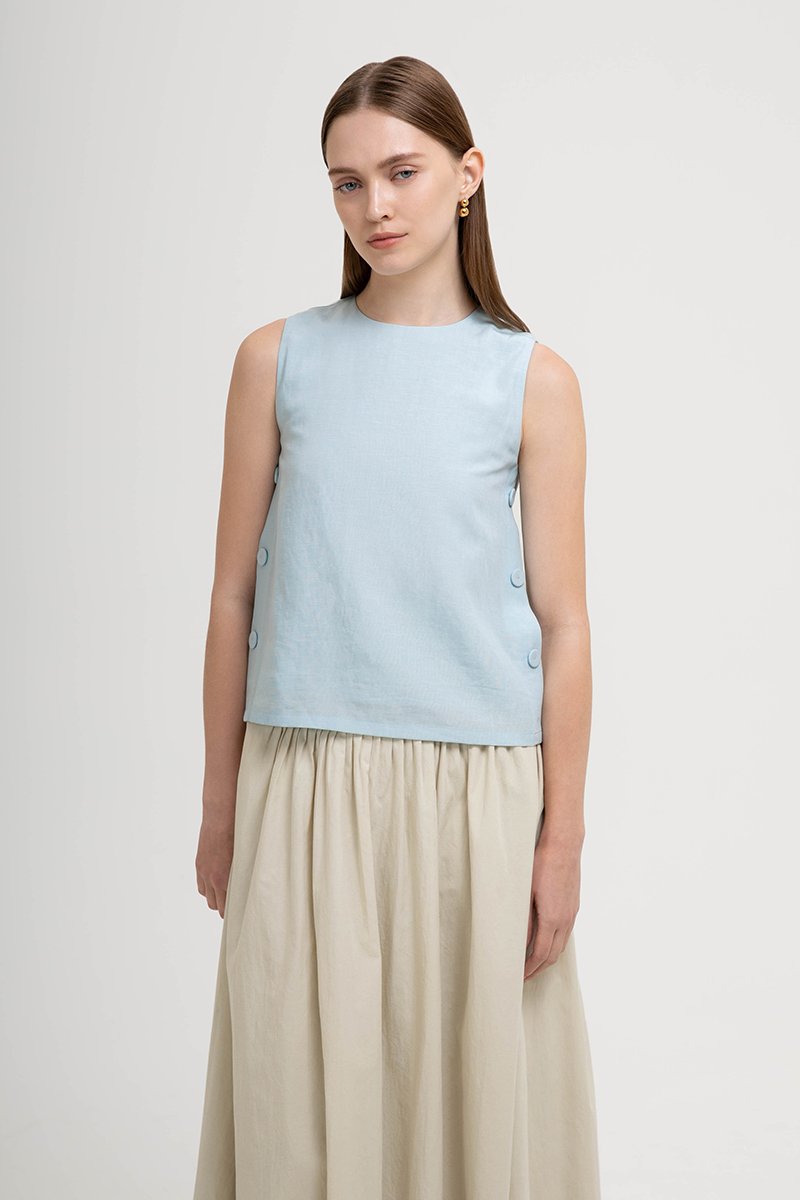 ERICA SIDE BUTTONS LINEN TOP