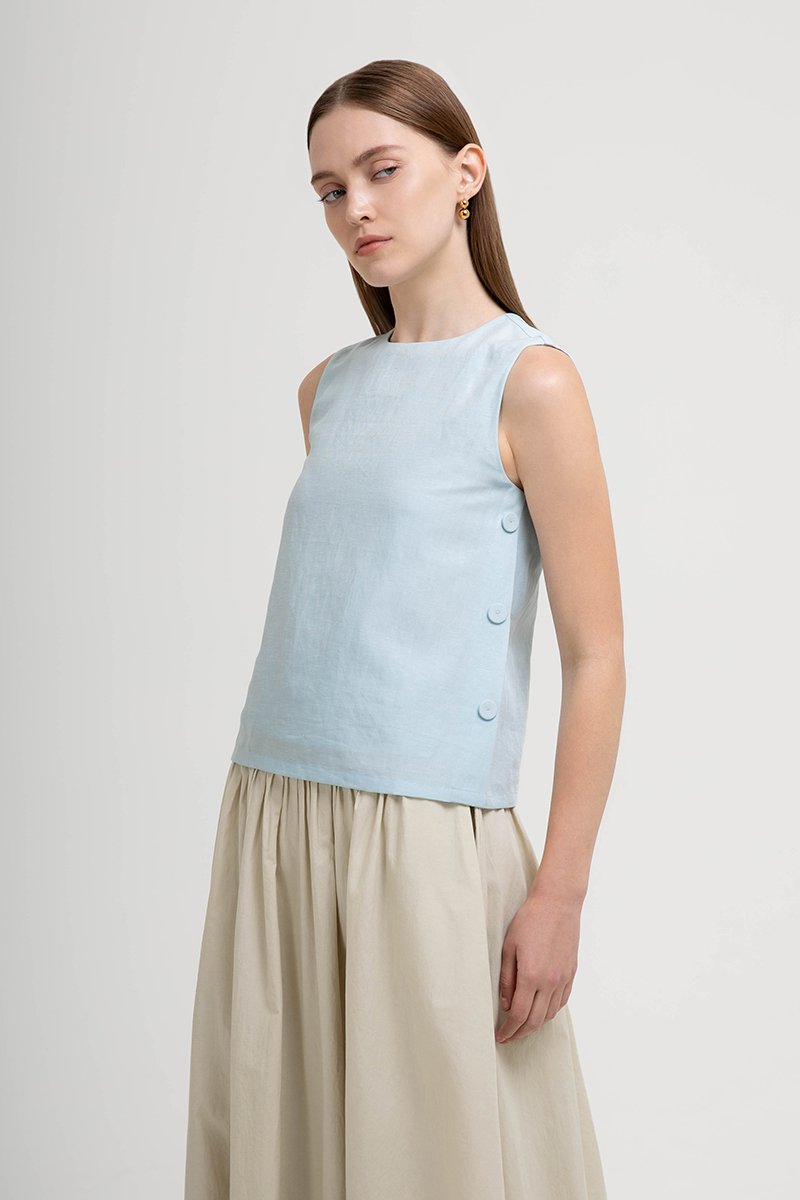 ERICA SIDE BUTTONS LINEN TOP