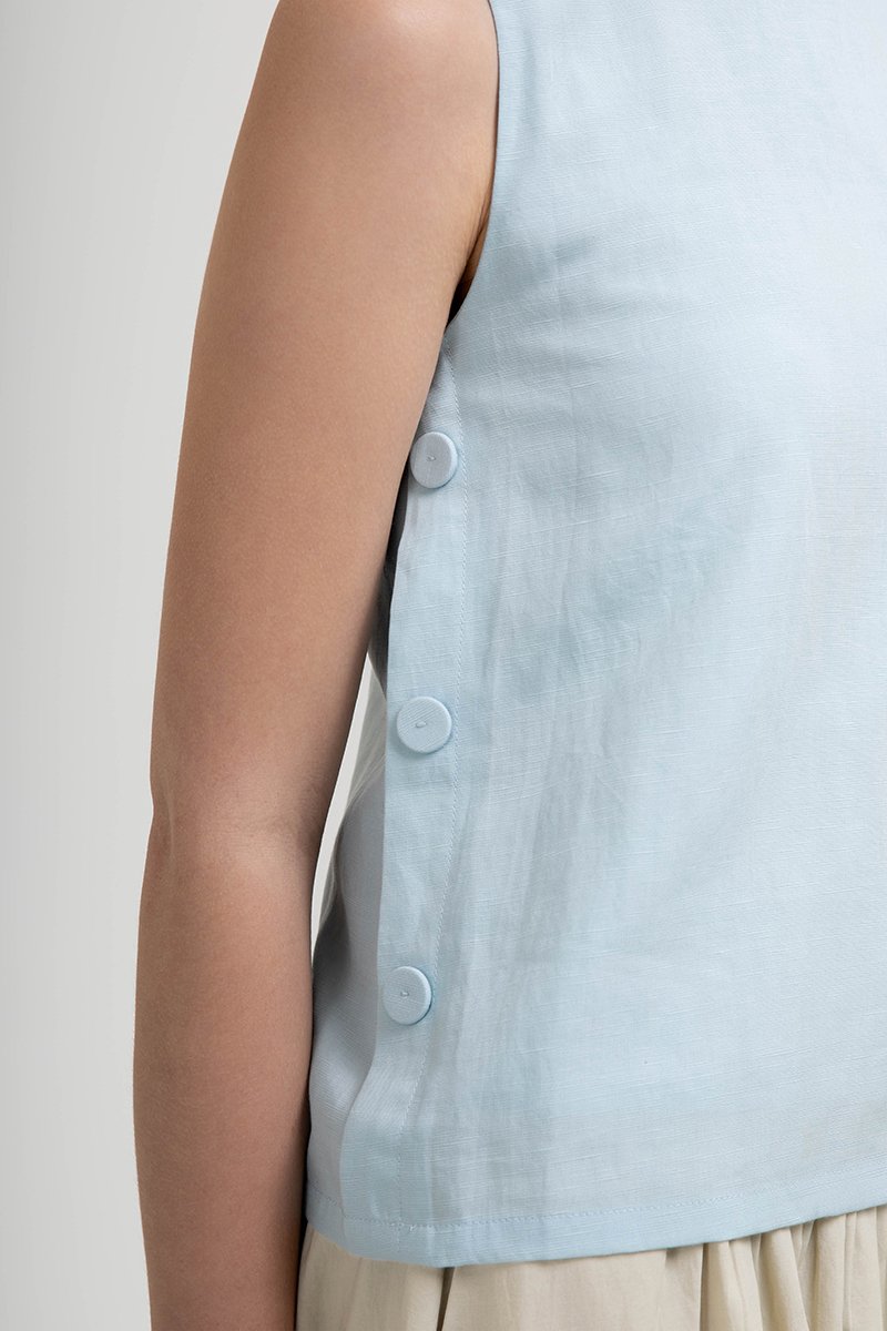 ERICA SIDE BUTTONS LINEN TOP