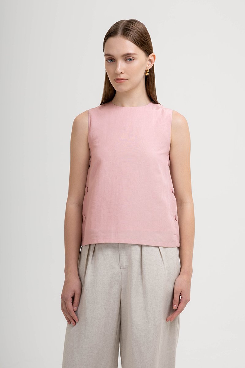 ERICA SIDE BUTTONS LINEN TOP
