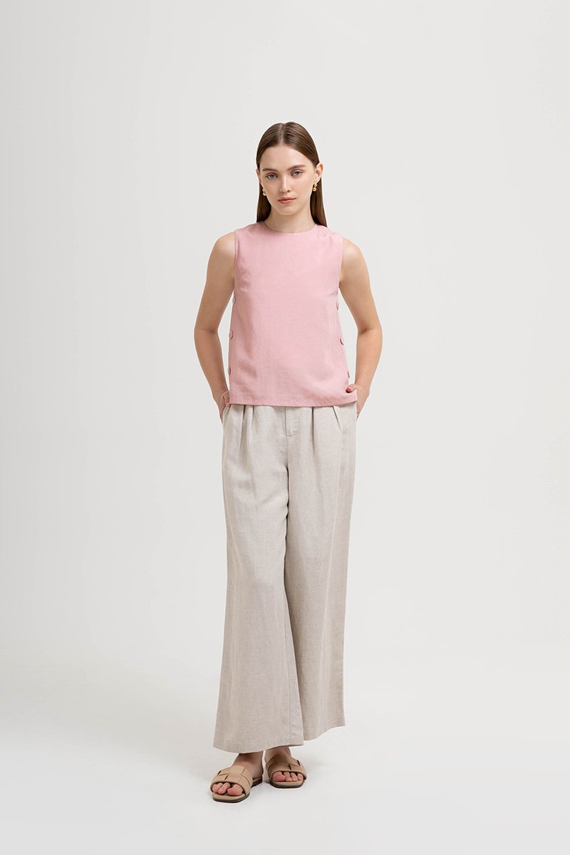 ERICA SIDE BUTTONS LINEN TOP