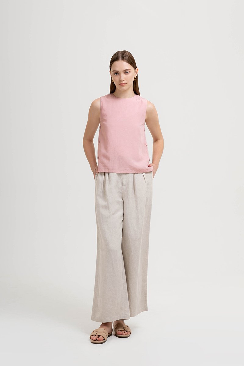ERICA SIDE BUTTONS LINEN TOP