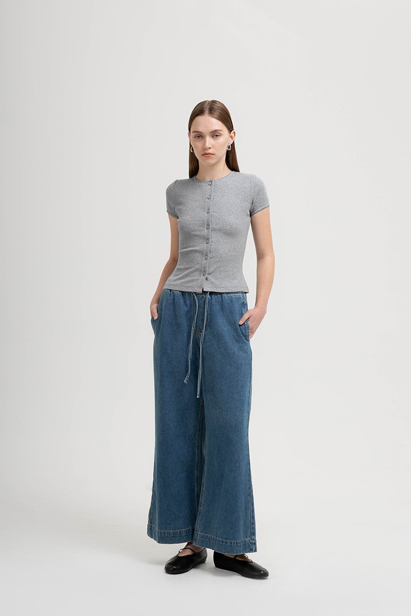 JAMEY LACE TRIM RIBBED KNIT TOP