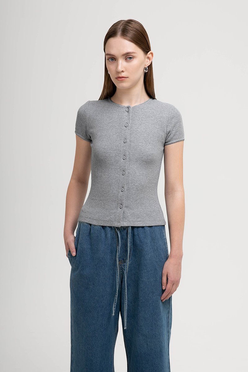 JAMEY LACE TRIM RIBBED KNIT TOP