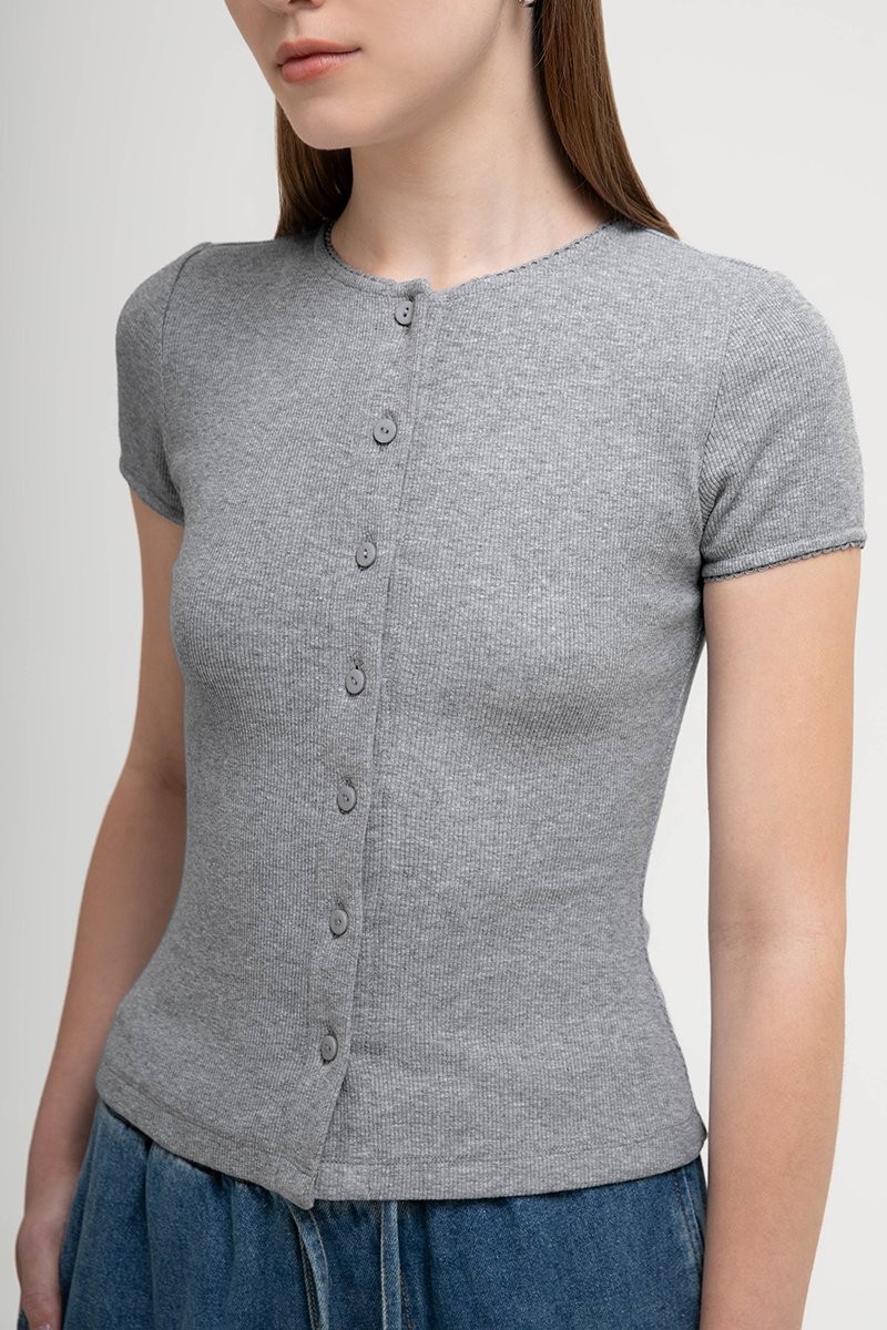 JAMEY LACE TRIM RIBBED KNIT TOP