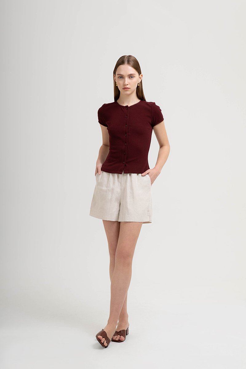 JAMEY LACE TRIM RIBBED KNIT TOP