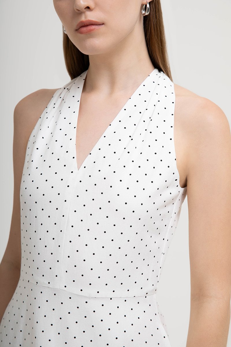 ISABELLA HALTER NECK POLKA DOT MIDI DRESS