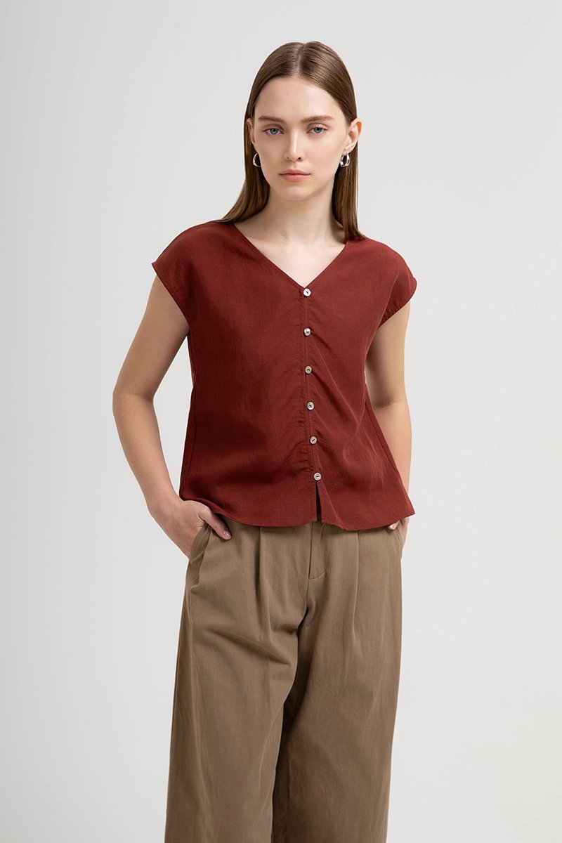 MIKA BUTTONDOWN LINEN TOP