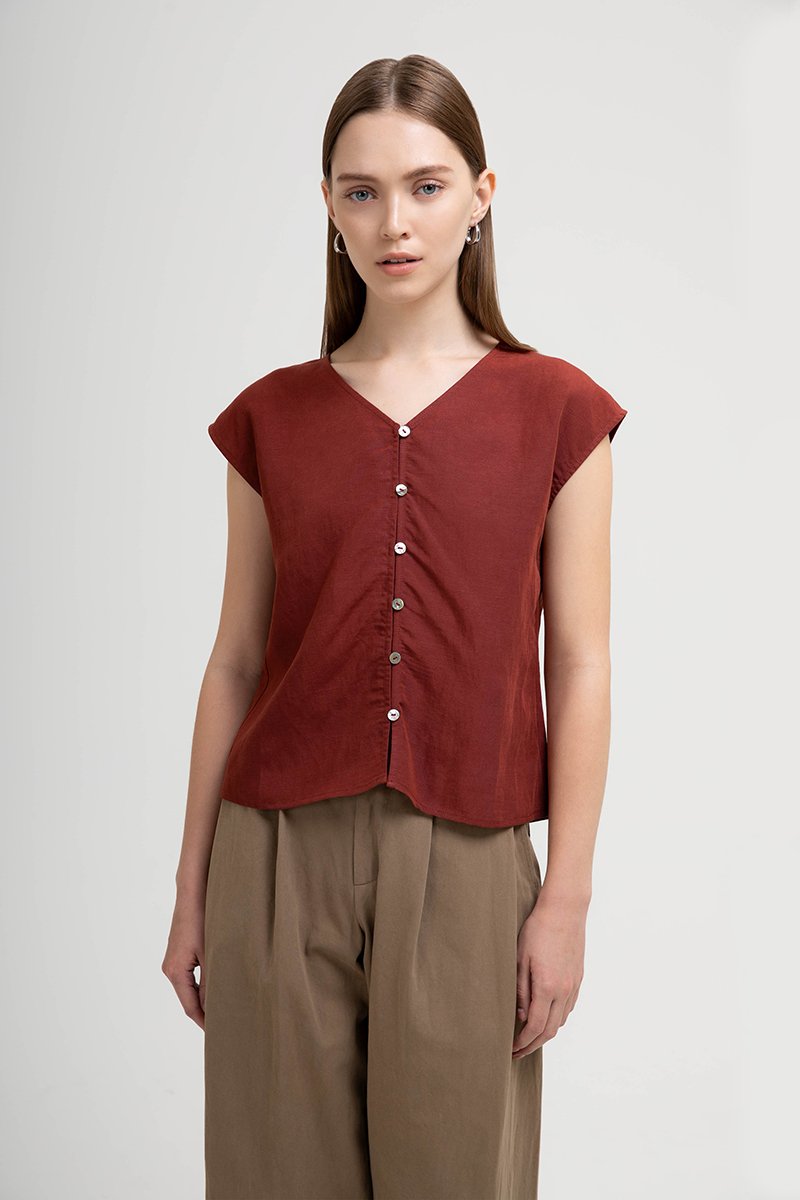 MIKA BUTTONDOWN LINEN TOP