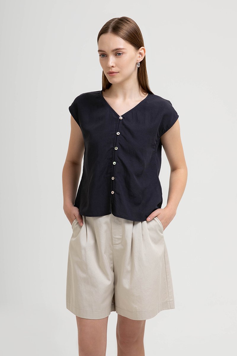 MIKA BUTTONDOWN LINEN TOP