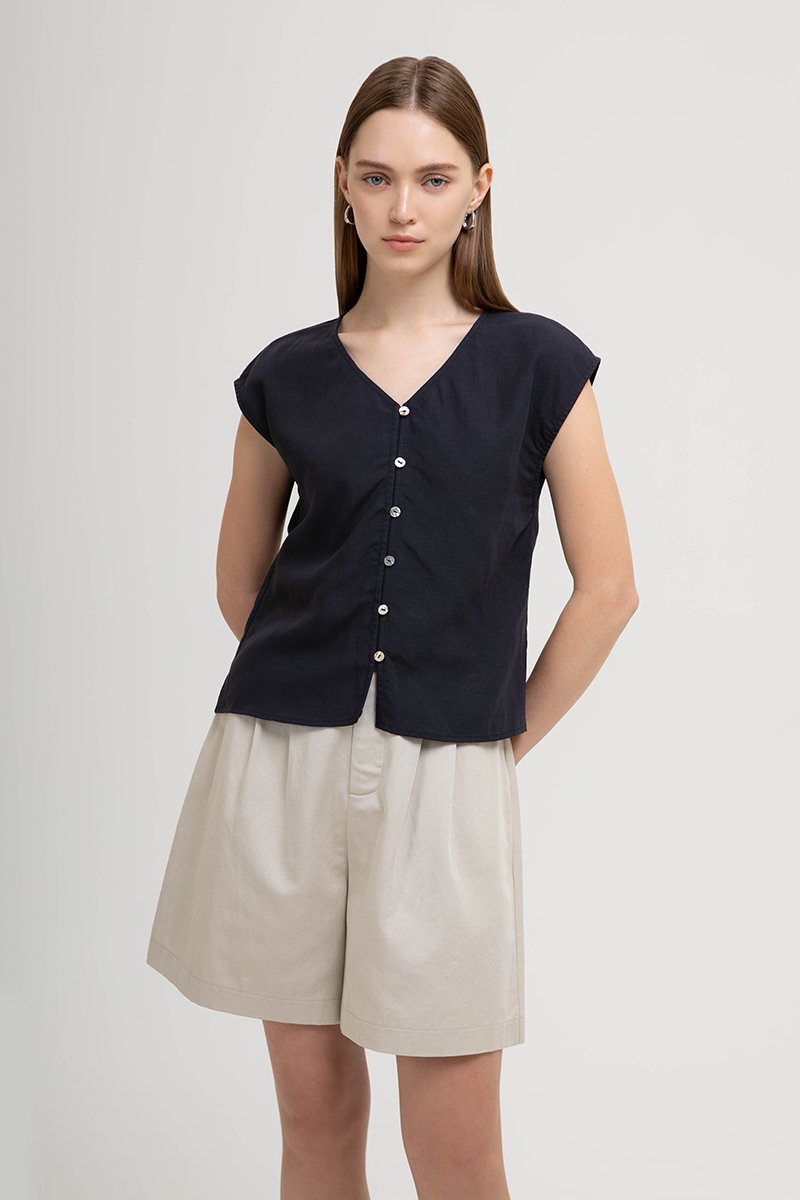 MIKA BUTTONDOWN LINEN TOP