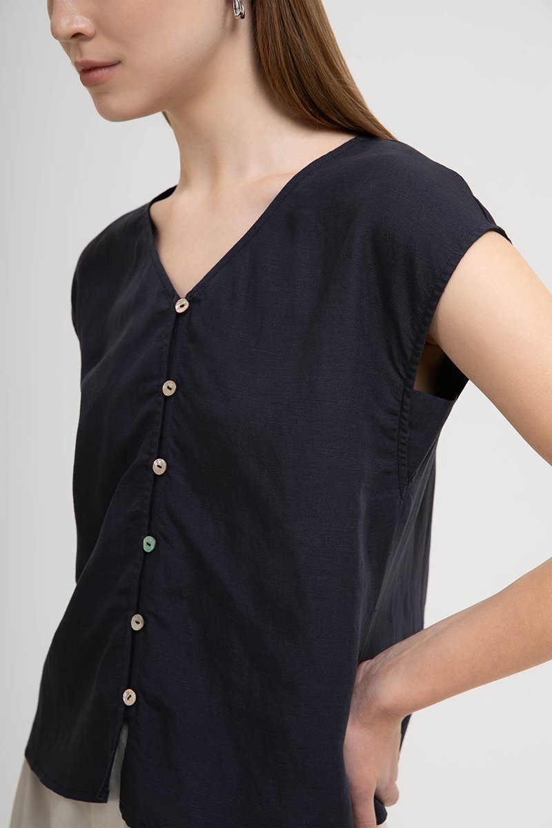 MIKA BUTTONDOWN LINEN TOP