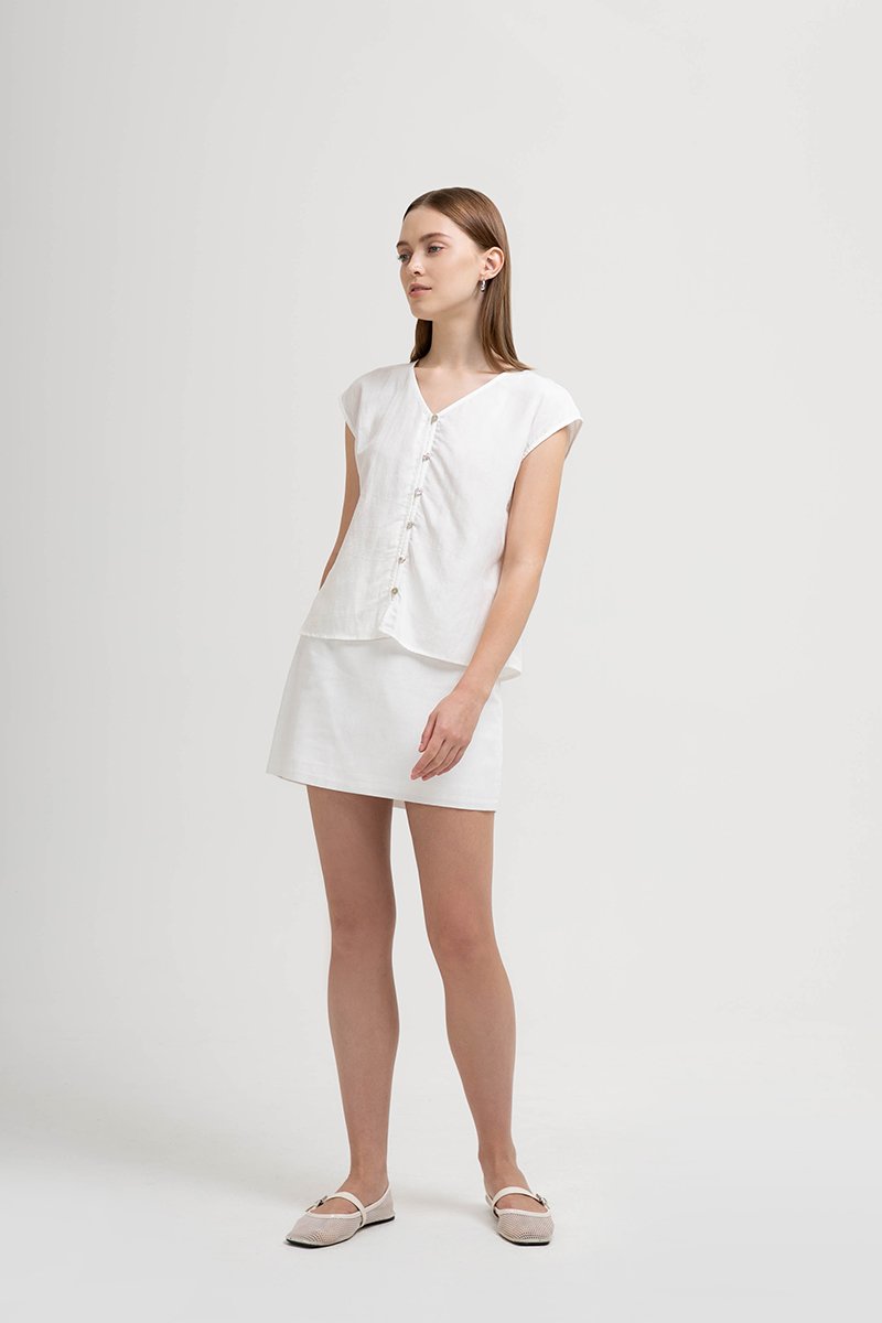 MIKA BUTTONDOWN LINEN TOP