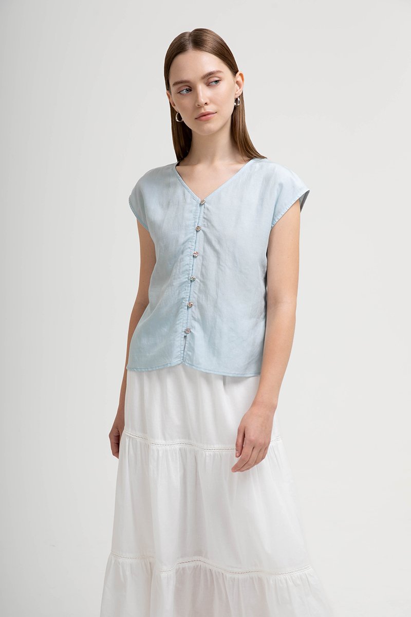 MIKA BUTTONDOWN LINEN TOP