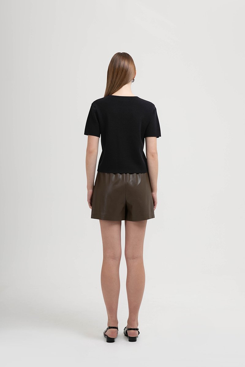 DEBRA SILVER BUTTON KNIT TOP