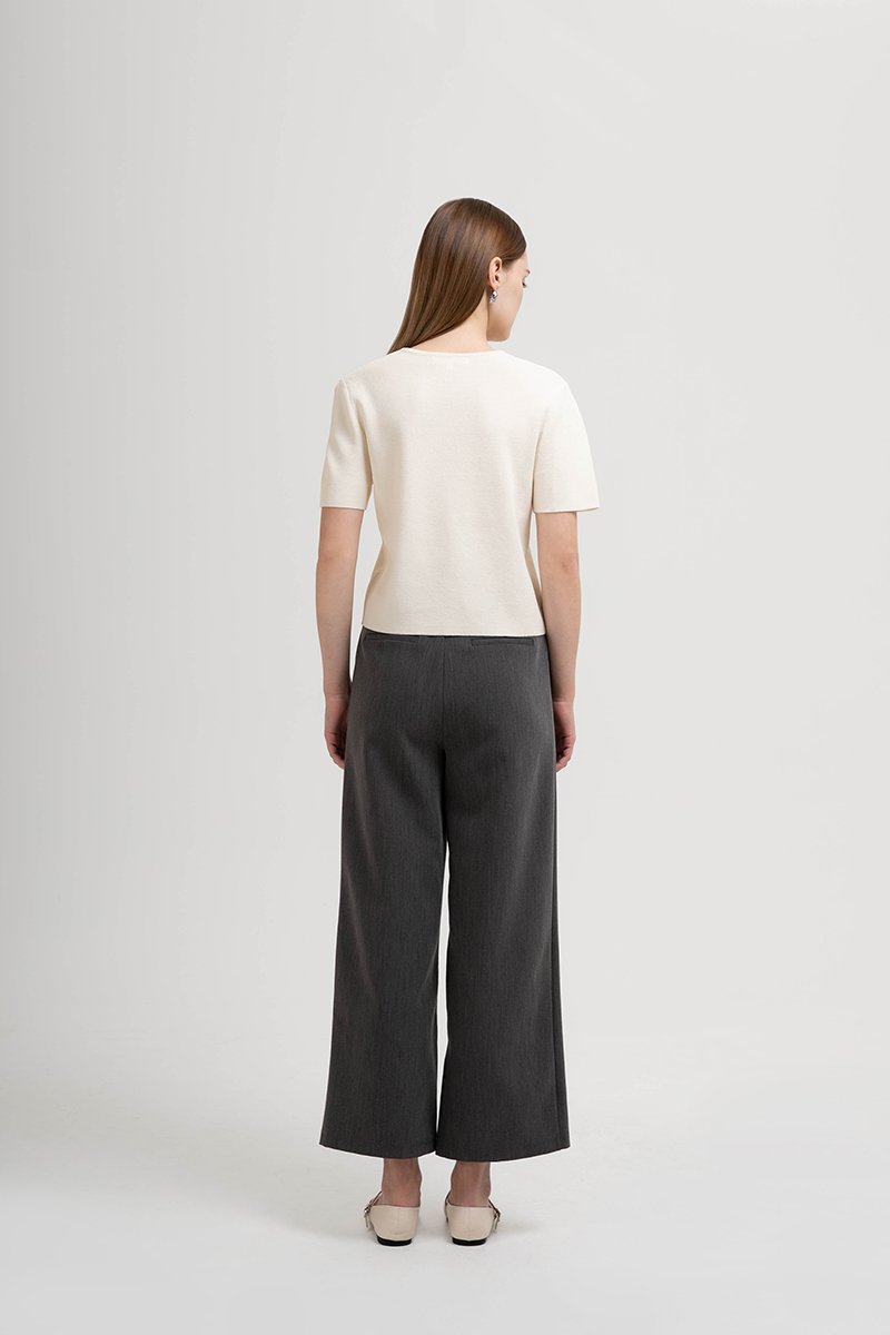 DEBRA SILVER BUTTON KNIT TOP